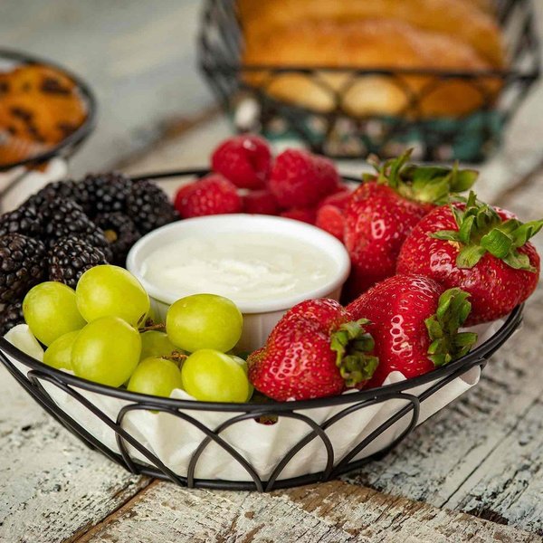 Round Serving Basket, Blk Metal, 8x8x2.5