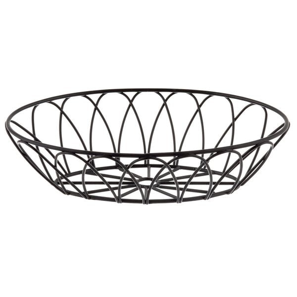 Oval Serving Basket, Black Metal, 9x6x2.5
