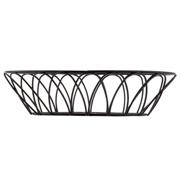 Oval Serving Basket, Black Metal, 9x6x2.5
