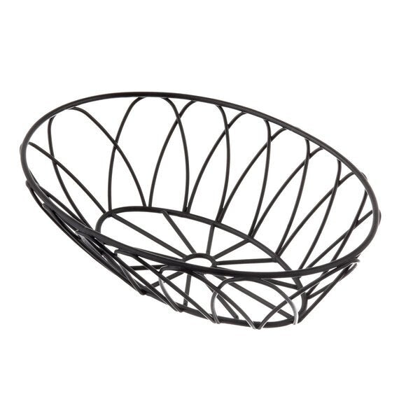 Oval Serving Basket, Black Metal, 9x6x2.5