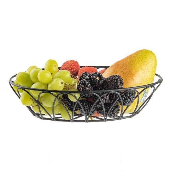 Oval Serving Basket, Black Metal, 9x6x2.5