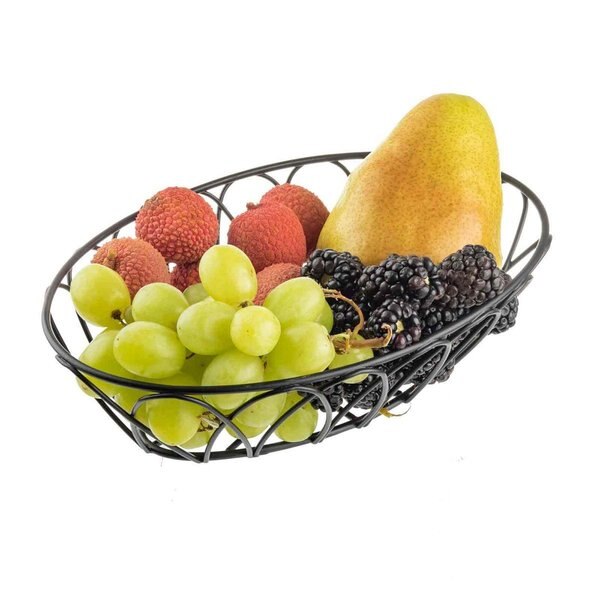 Oval Serving Basket, Black Metal, 9x6x2.5