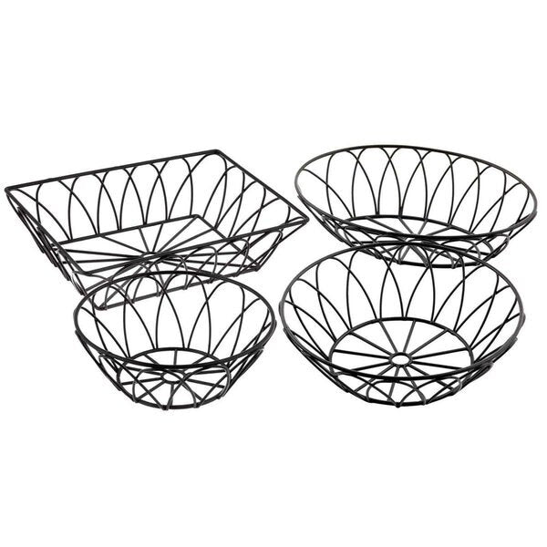 Oval Serving Basket, Black Metal, 9x6x2.5