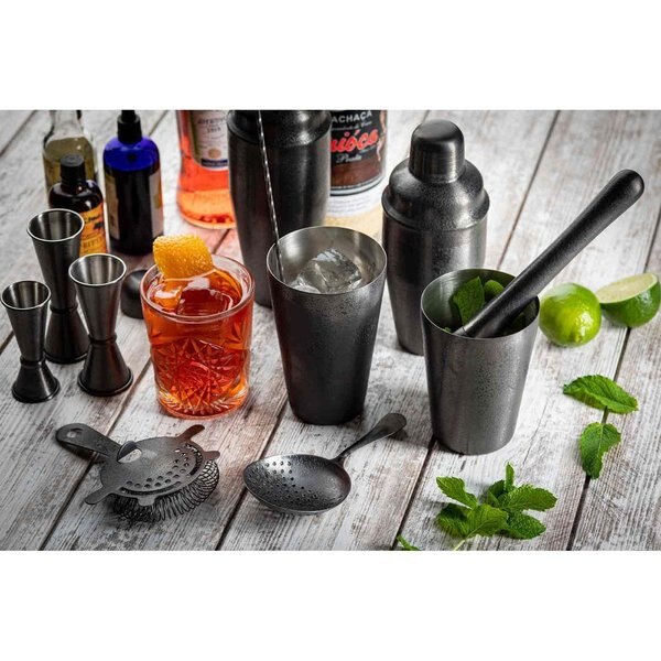 Cocktail Shaker, 3-Piece, Blk Finish, 18 oz