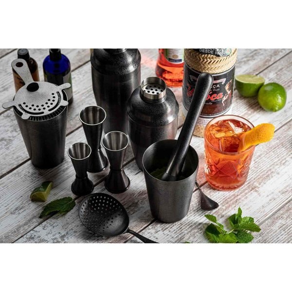 Cocktail Shaker, 3-Piece, Blk Finish, 18 oz