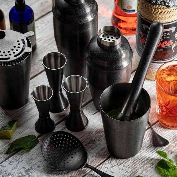 Cocktail Shaker, 3-Piece, Blk Finish, 18 oz