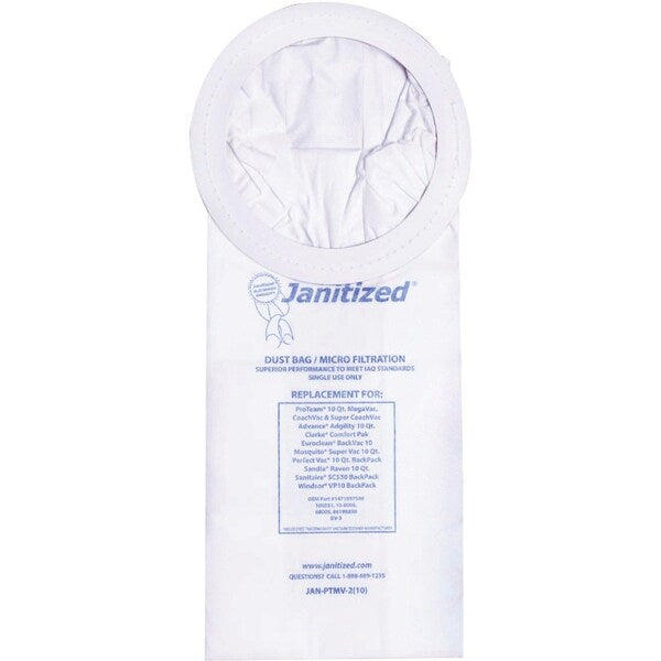 Filter Bag, Proteam 10Qt. 100331, PK10, 2-ply, Micro Filter