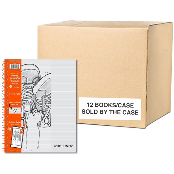 Case of Whitelines Spiral Wirebound Lined Notebooks, 1 Subject, Gray Paper, 11