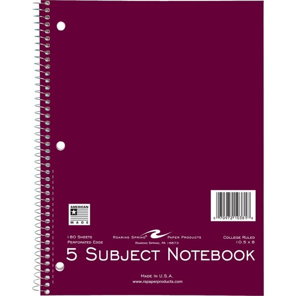 Case of 5 Subject Wirebound Notebooks, 10.5