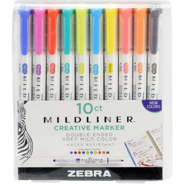 Mildliner Double Ended Highlighter New Colors Asst 10 Pack
