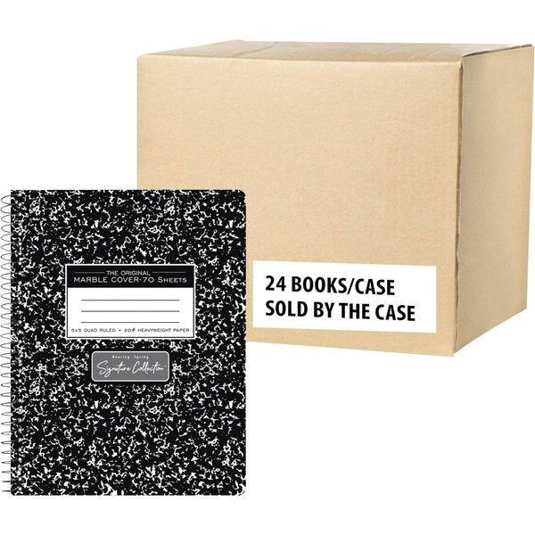Case of Signature Black Marble Comp Notebooks, WB Spiral, Graph 70 sht Premium 20# Paper, 9.75