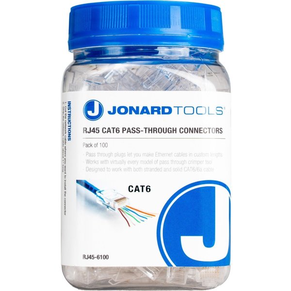 RJ45 CAT6 Pass-Through Connectors, PK 50