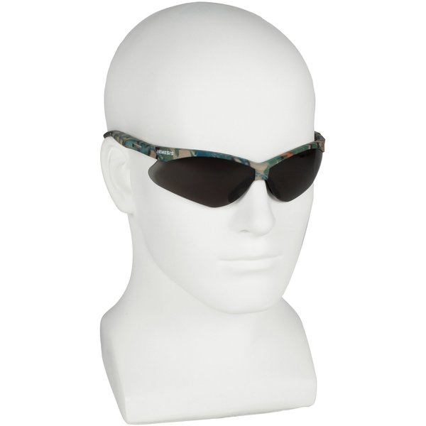 Safety Glasses, Wraparound Smoke Polycarbonate Lens, Anti-Fog, Scratch-Resistant