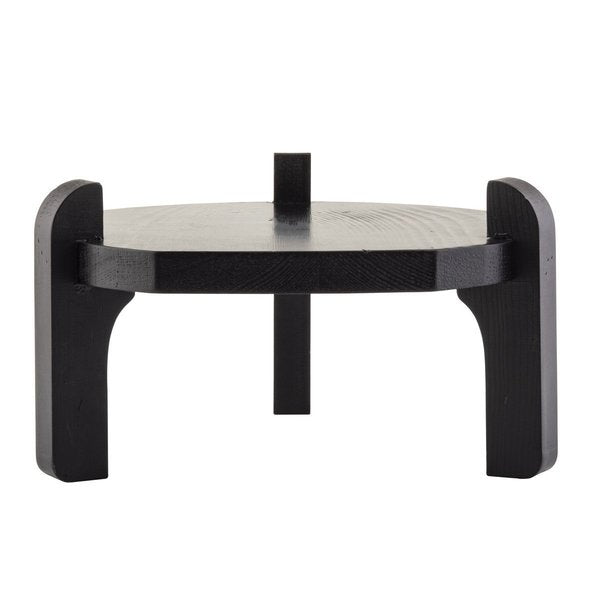 Glass Beverage Dispenser Stand, Blk Wood