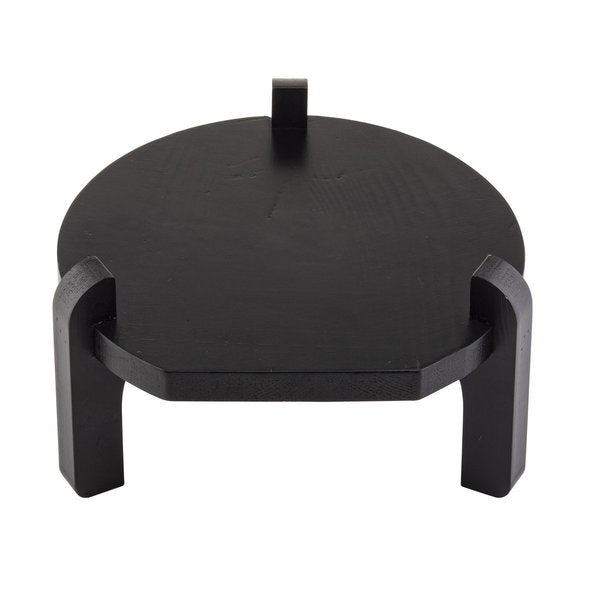 Glass Beverage Dispenser Stand, Blk Wood