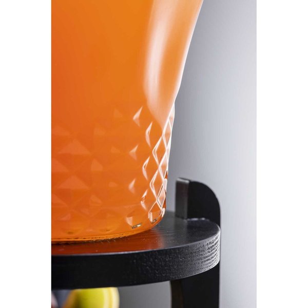 Glass Beverage Dispenser Stand, Blk Wood