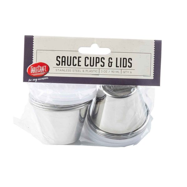 Round SS Ramekins, 3 oz, Clear Lids, PK6