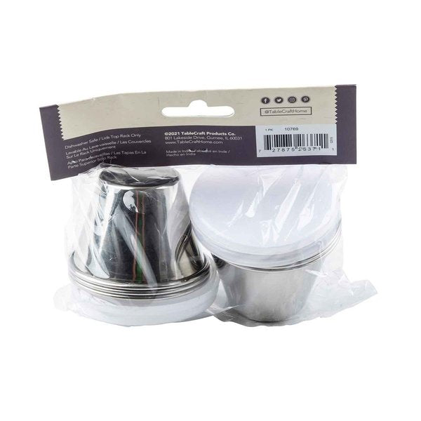 Round SS Ramekins, 3 oz, Clear Lids, PK6