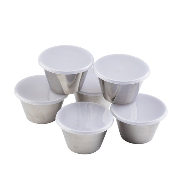Round SS Ramekins, 5 oz, Clear Lids, PK6