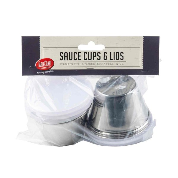 Round SS Ramekins, 5 oz, Clear Lids, PK6