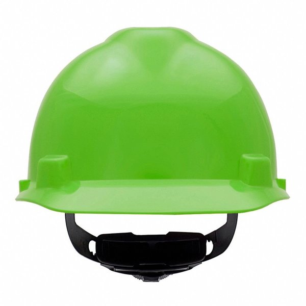 V-Gard Front Brim Hard Hat, Type 1, Class E, Ratchet (4-Point), Bright Lime Green