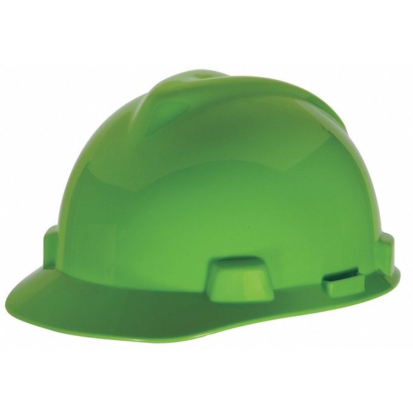 V-Gard Front Brim Hard Hat, Type 1, Class E, Ratchet (4-Point), Bright Lime Green
