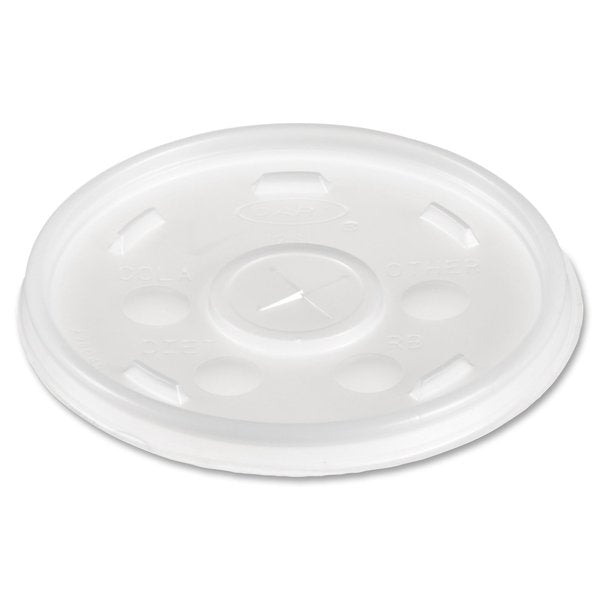 Lid for 6 to 14 oz. Hot/Cold Cup, Flat, Identification Buttons, Straw Slot, Clear, Pk1000