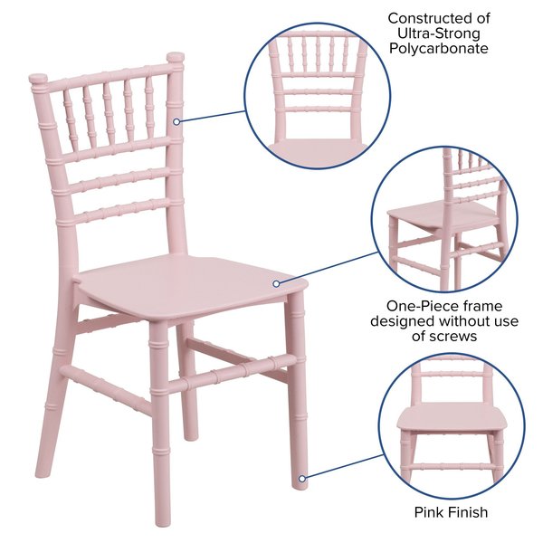 Kids Pink Resin Chiavari Chair, PK10