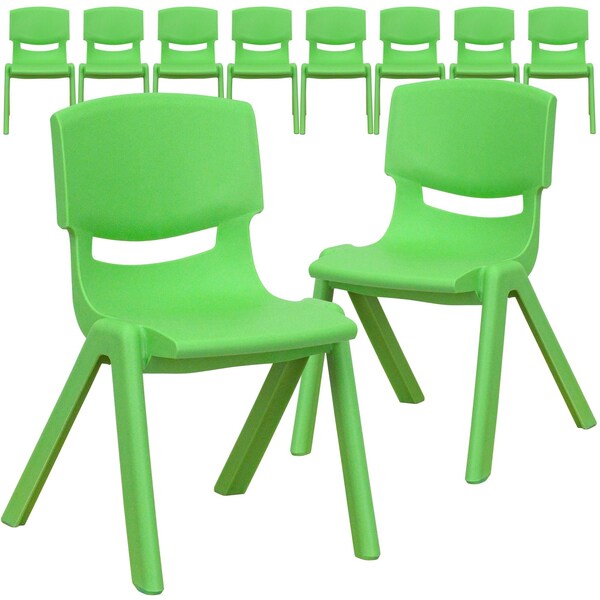 Green Plastic Stackable School Chair with 12