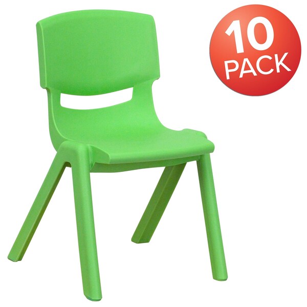 Green Plastic Stackable School Chair with 12