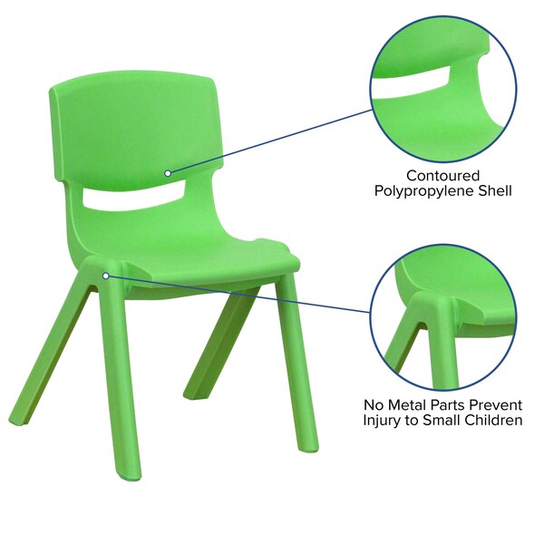 Green Plastic Stackable School Chair with 12