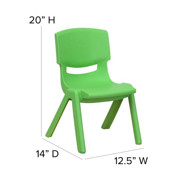 Green Plastic Stackable School Chair with 10.5