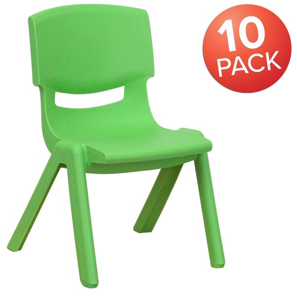 Green Plastic Stackable School Chair with 10.5