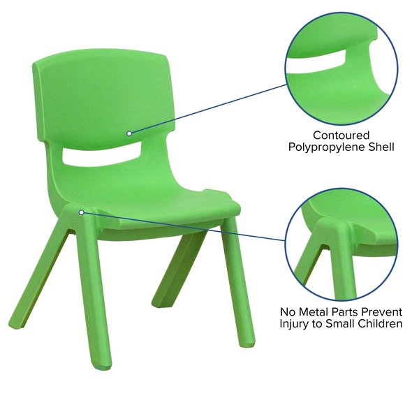 Green Plastic Stackable School Chair with 10.5