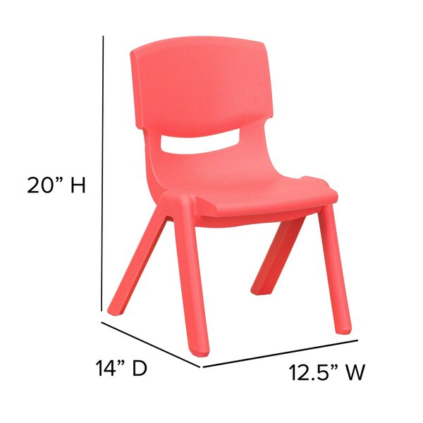 Red Plastic Stackable School Chair with 10.5