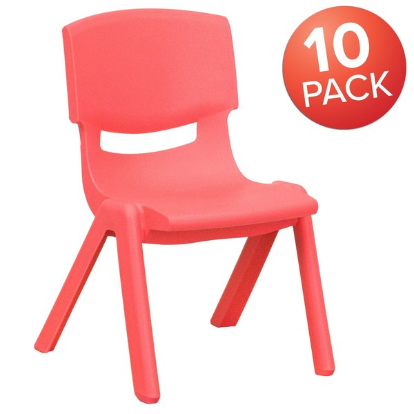 Red Plastic Stackable School Chair with 10.5