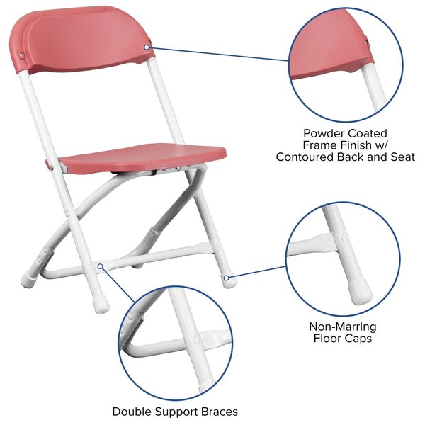 Kids Burgundy Plastic Folding Chair