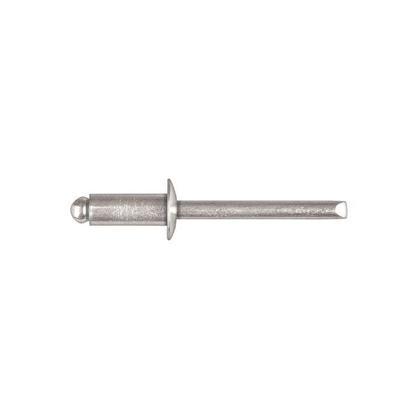 Blind Rivet, Dome Head, 1/4 in Dia., 37/64 in L, Steel Body