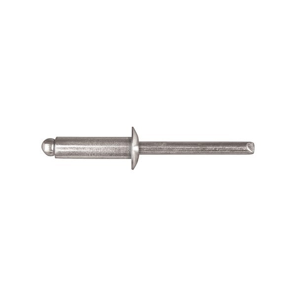 Blind Rivet, Dome Head, 1/4 in Dia., 53/64 in L, Steel Body