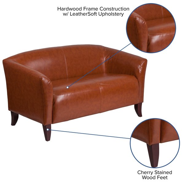 Cognac Leather Loveseat, 29