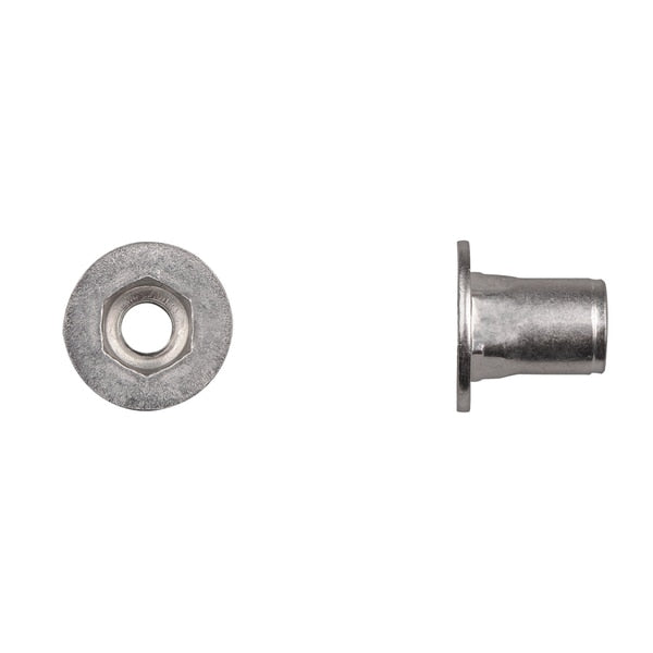 Nut Insert, M8-1.25 Thrd Sz, Hex, Steel, Zinc Plated