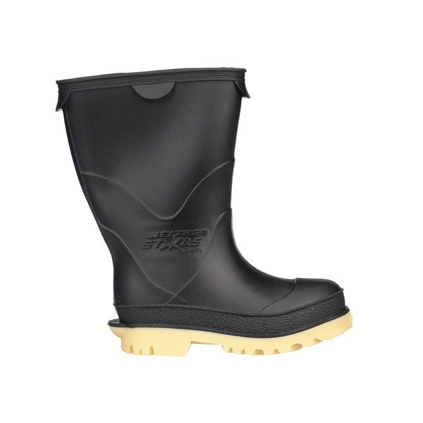 StormTracks Rain Boot, PVC, Child, Black/Tan Size 6, PR