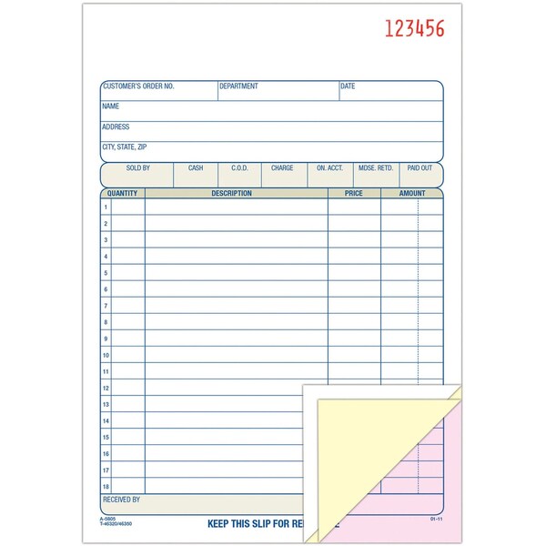 Sales Order Books, 3Pt, 5-9/16