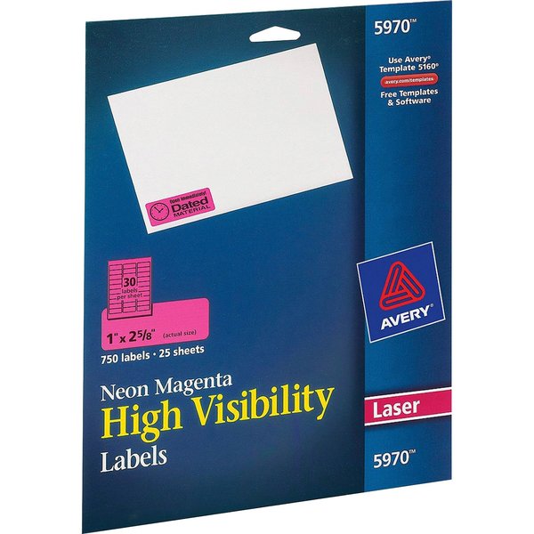 Magenta, Laser Labels, 1x2-5/8, PK750