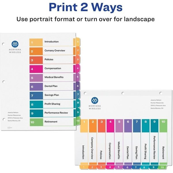 10 Tab Index Dividers, PK6