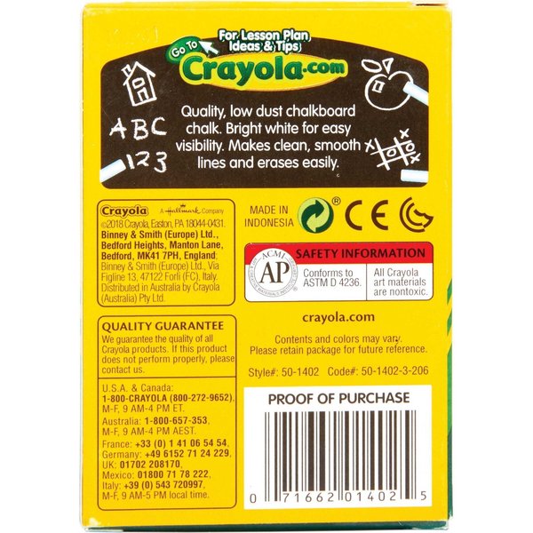 Chalk, Anti-Dust, White, PK12