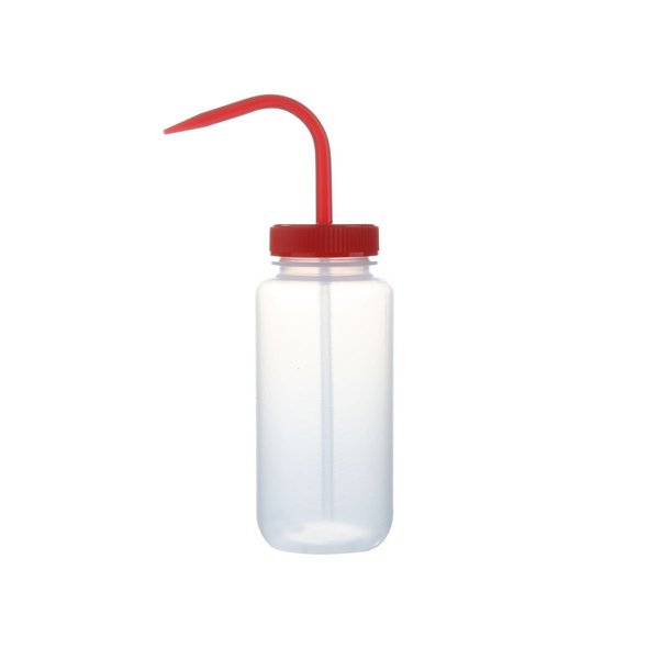Wash Bottle, Color Coded, Wide, Clr/Red, PK6