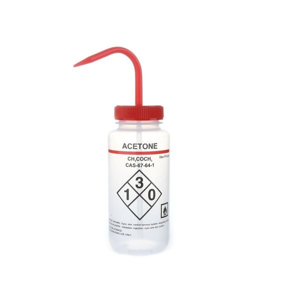 Wash Bottle, Safety Label, Clr/Red, PK6