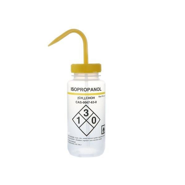 Wash Bottle, Safety Labeled, Clr/Yllw, PK6