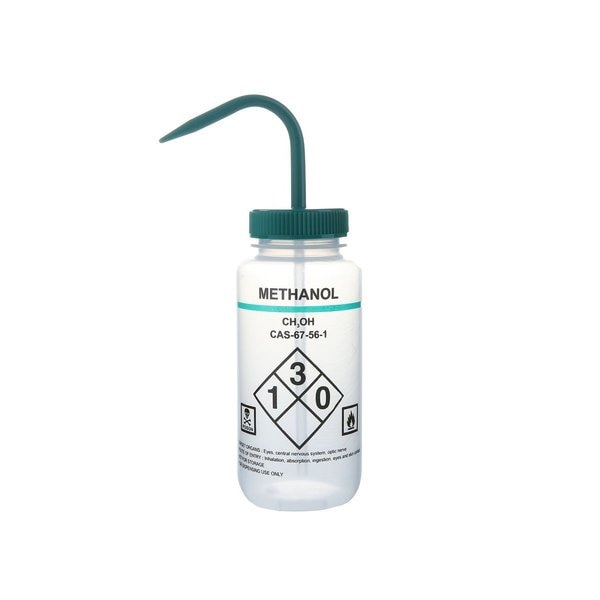 Wash Bottle, Safety Labeled, Clr/Grn, PK6